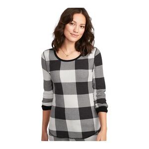 Old Navy Womens White & Black Buffalo Plaid Waffle Pajama Top Medium NWOT